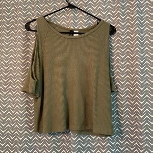 Cold Shoulder Green Top